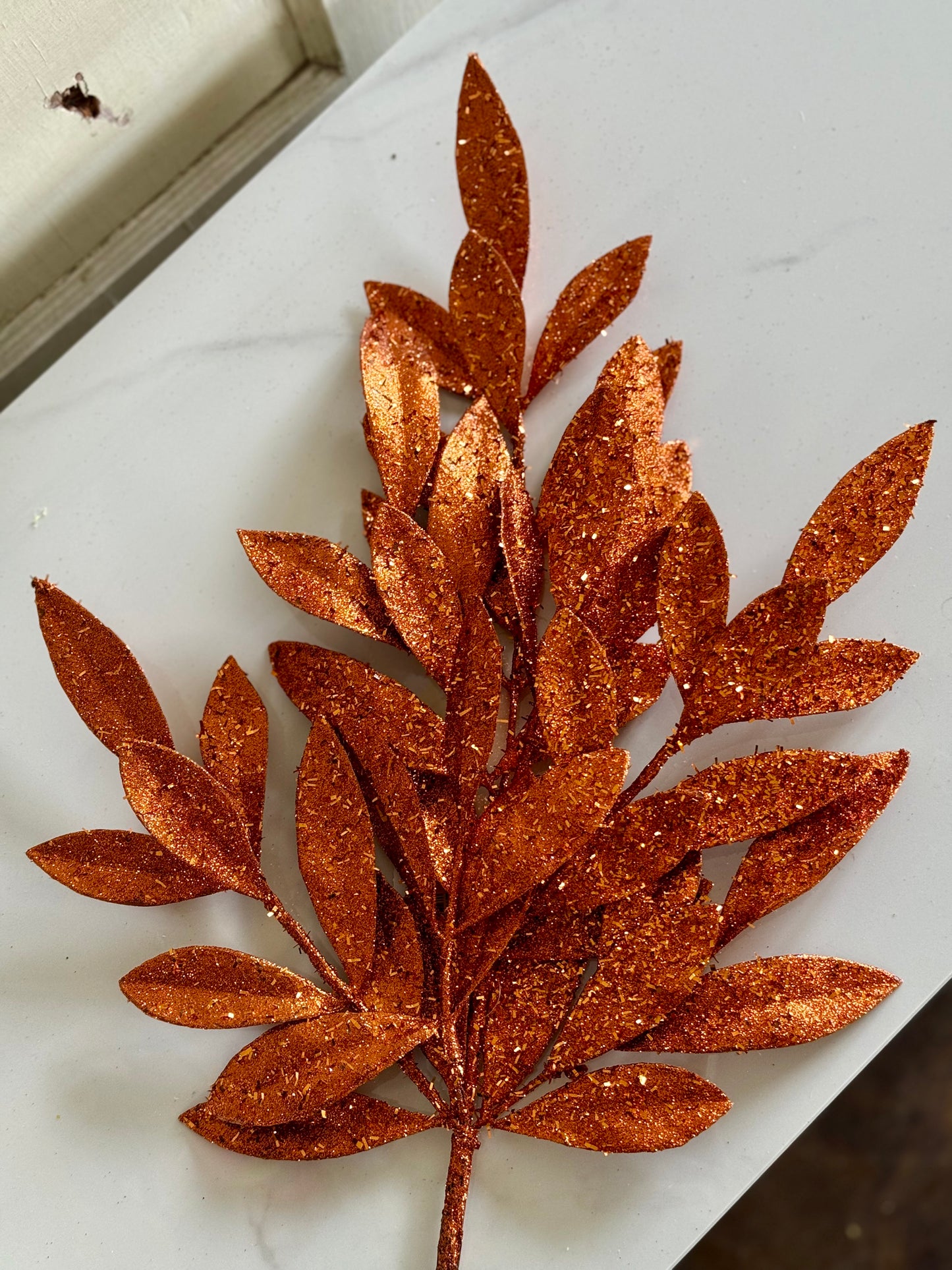 23 Inch Copper Bay Leaf Spray