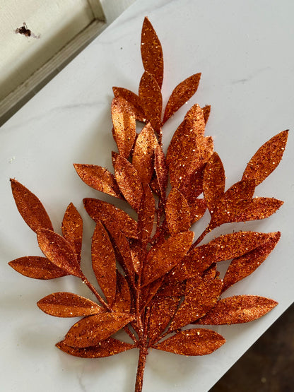 23 Inch Copper Bay Leaf Spray