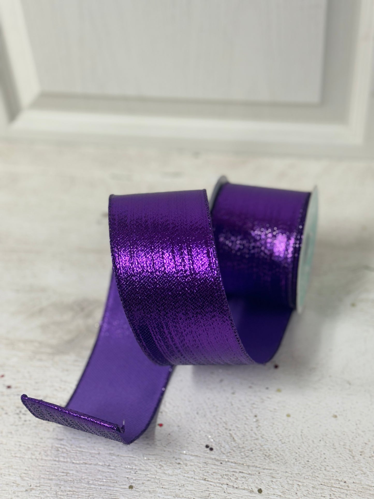 2.5 Inch By 10 Yard Purple Metallic Ribbon