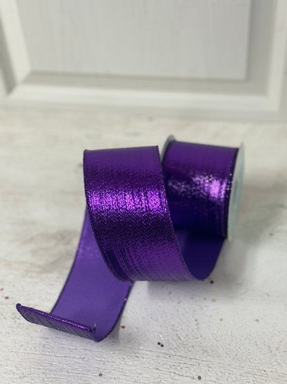 2.5 Inch By 10 Yard Purple Metallic Ribbon