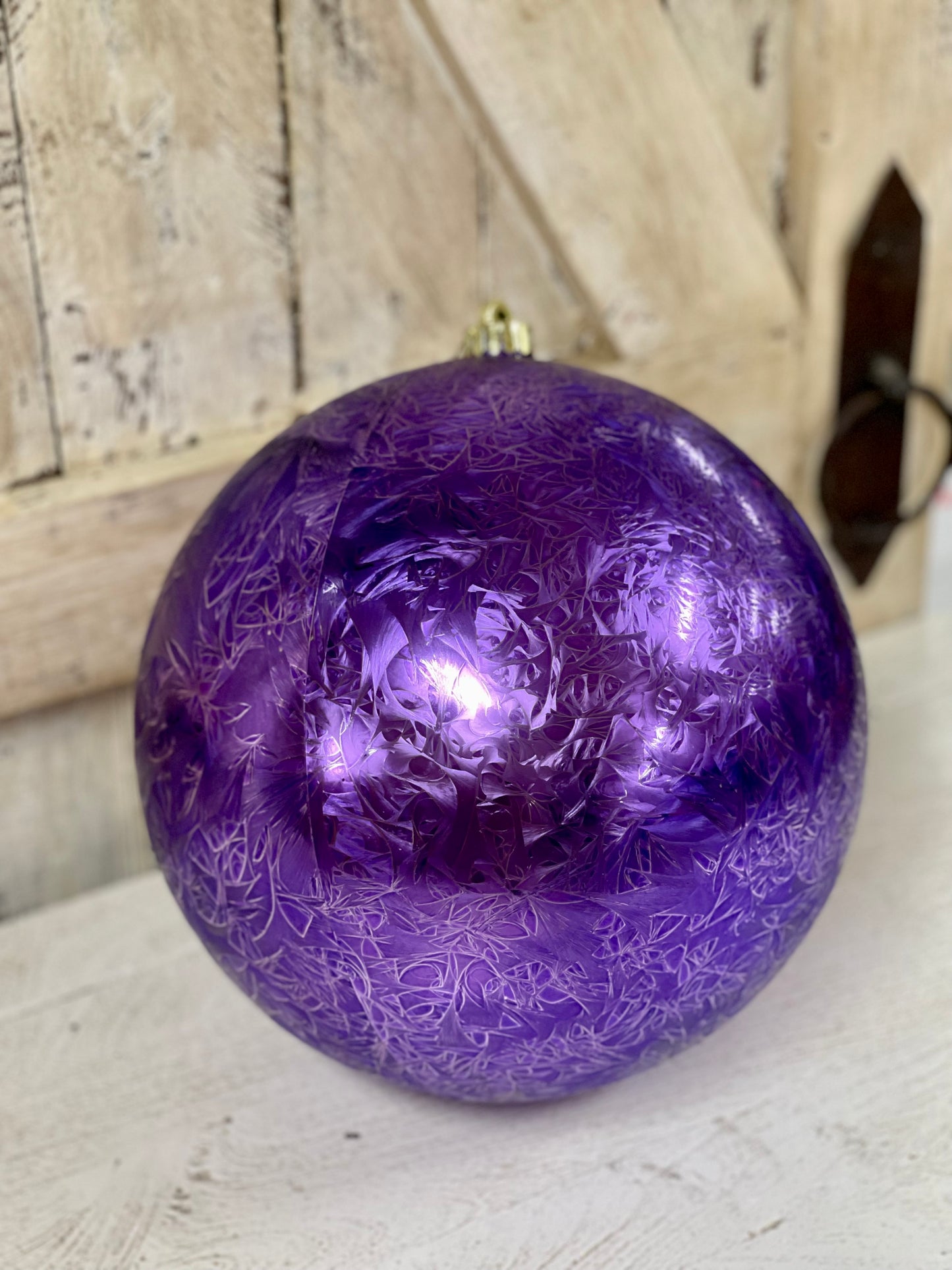 10 Inch Purple Feather Smooth Ornament Ball