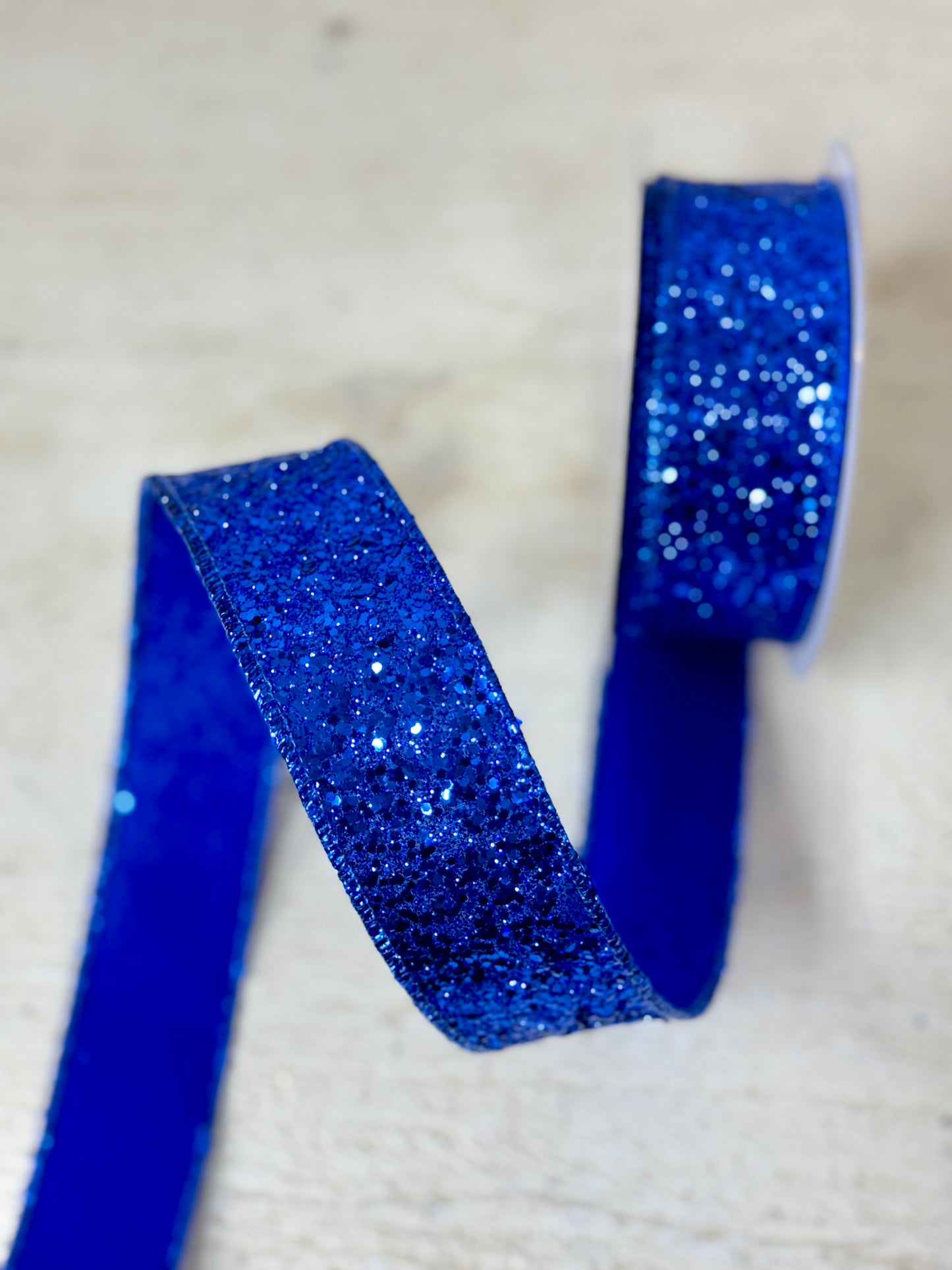 1.5 Inch By 10 Yard Royal Blue Large Glitter Ribbon