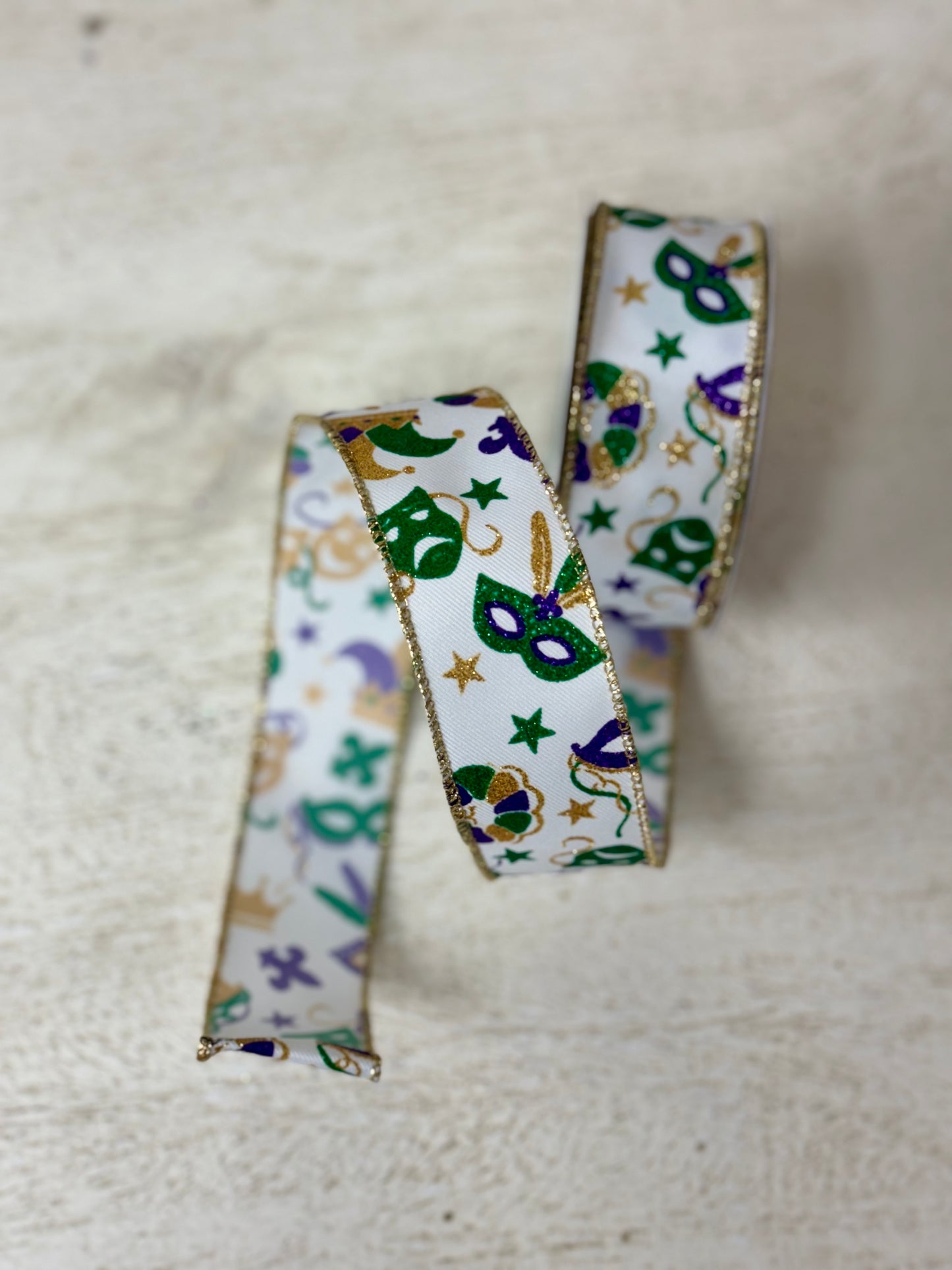 1.5 Inch By 10 Yard Mardi Gras Mask Ribbon