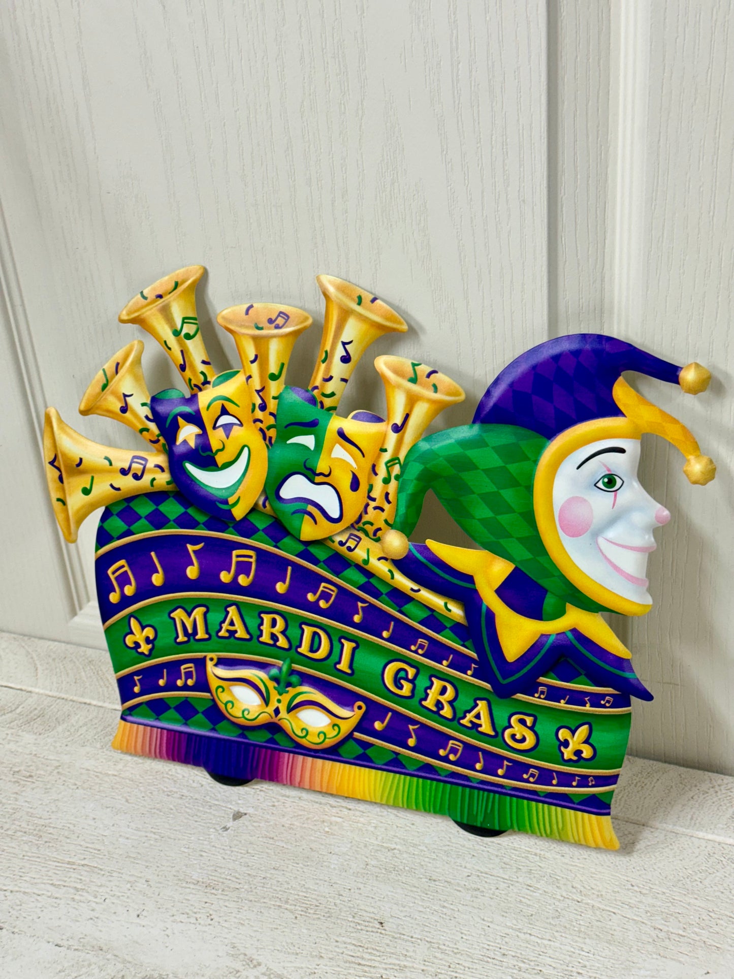 15 Inch Mardi Gras Float Shape Metal Sign