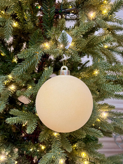 5 Inch Cream Smooth Flocked Ornament Ball
