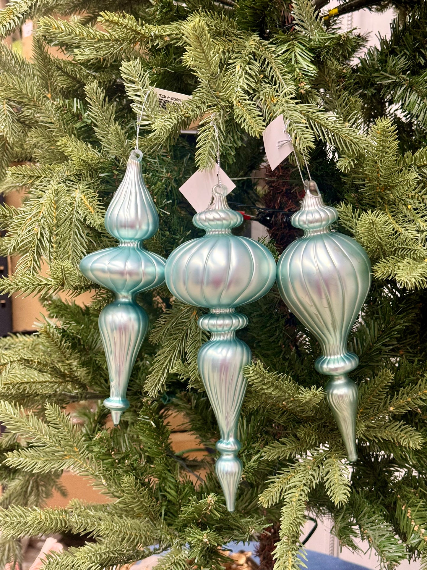 9.5-10 Inch Matte Icey Blue Glass Finials Three Styles