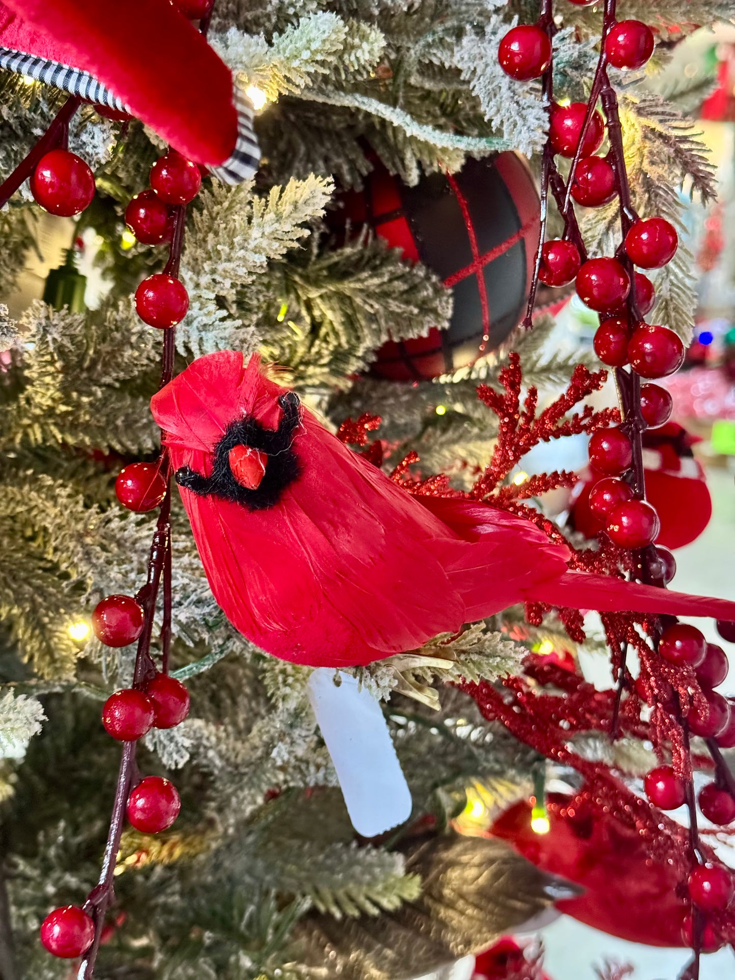 7 Inch Red Feather Cardinal With Clip
