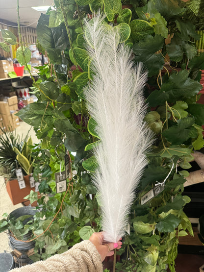 45.25 Inch White Feather Reed Spray