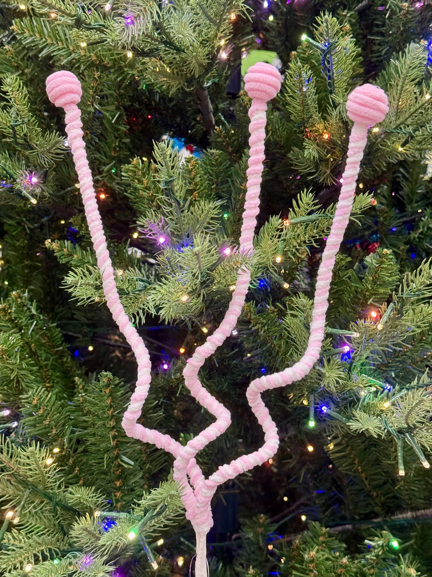 26 Inch Pink And White Chenille Curly Spray