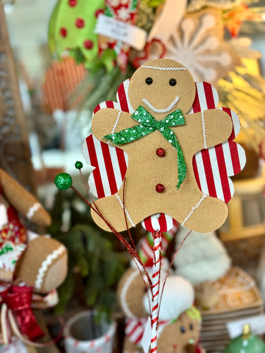 25 Inch Gingerbread With Red And White Scallop Spray