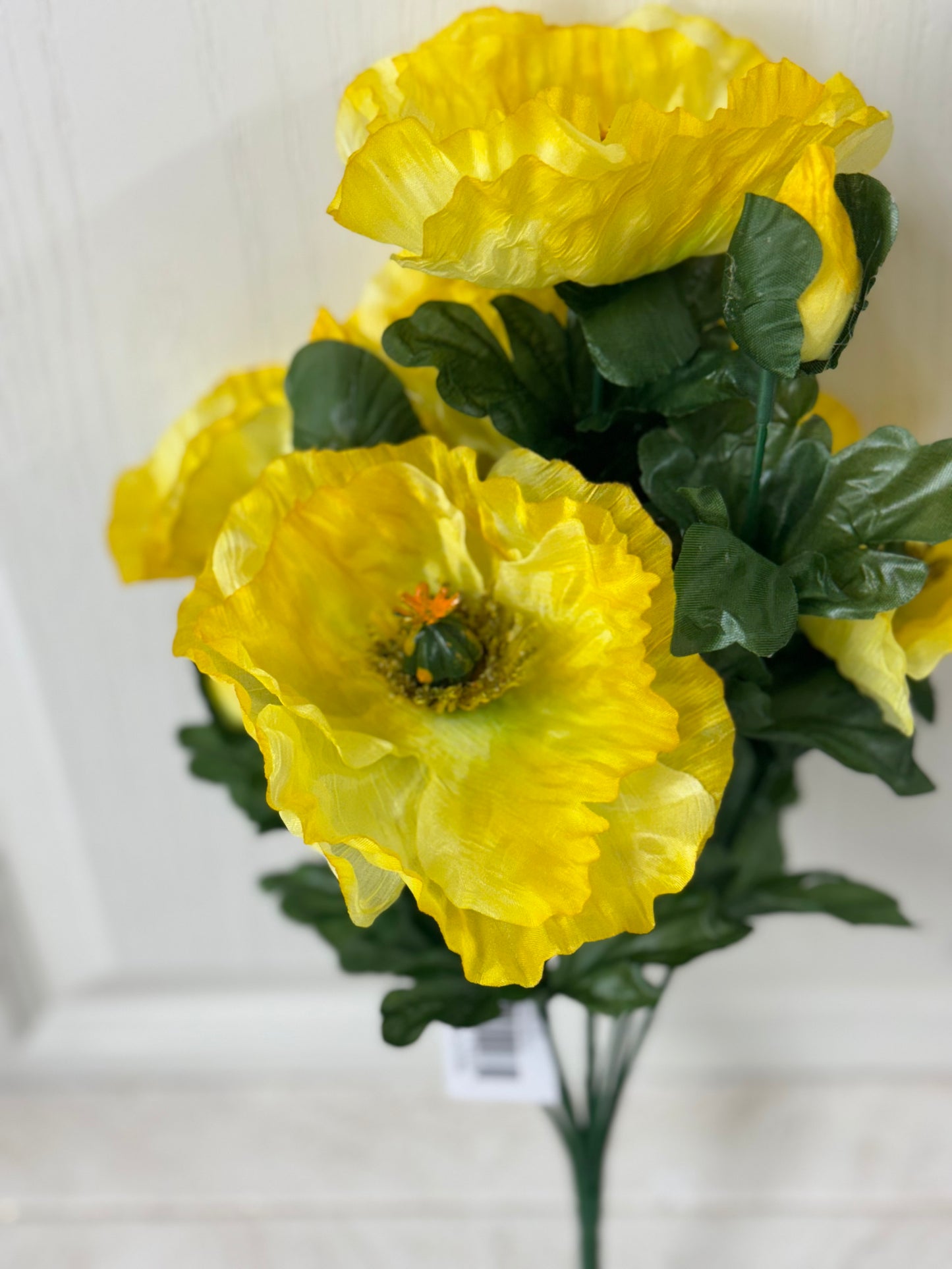 17 Inch Yellow Poppy Floral Bush