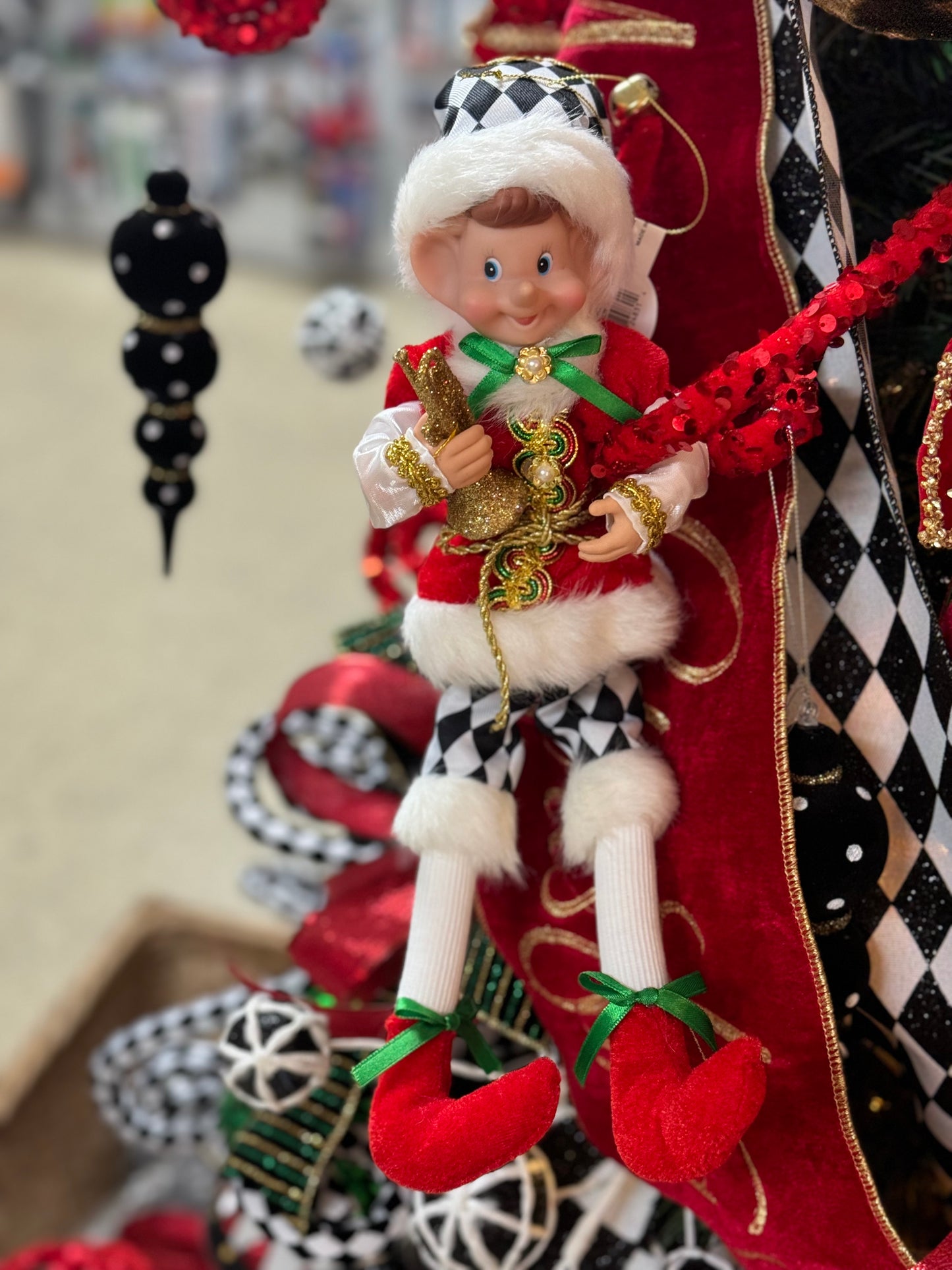 15 Inch Fabric Pixie Elf With Diamond Check