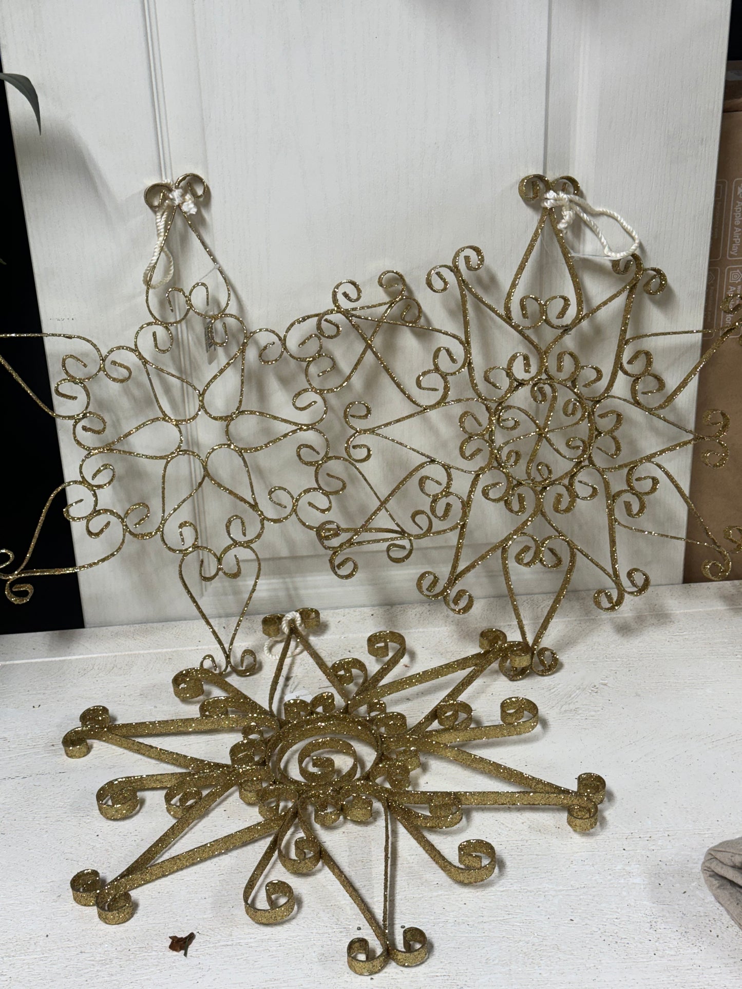 18 Inch Gold Metal Glitter Snowflake Three Styles