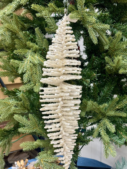 19.5 Inch White Iridescent Glitter Finial Ornament