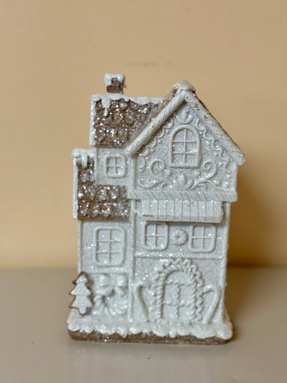 8.27 Inch Resin Glitter Gingerbread House Two Styles