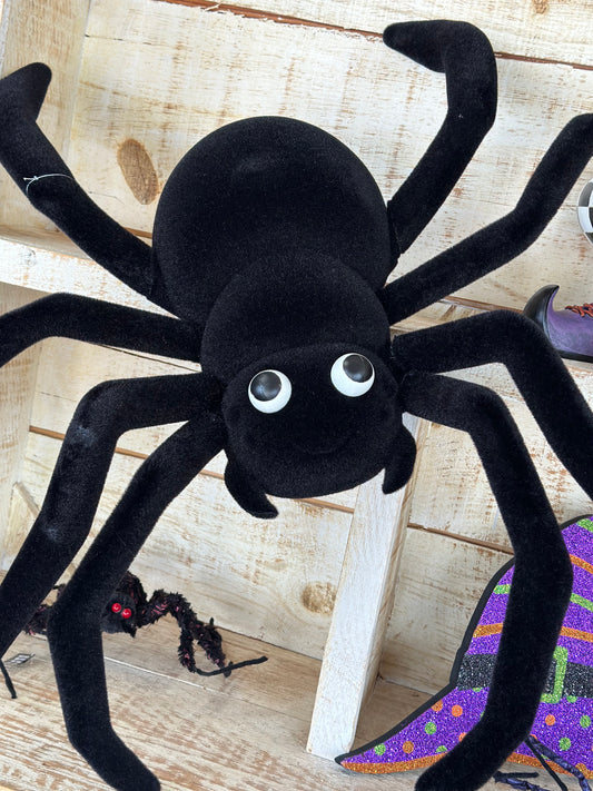 32 Inch Black Flocked Spider