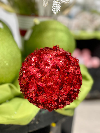 6 Inch Red Sequin Glitter Ornament Ball