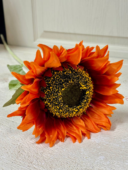 33 Inch Burnt Orange And Burgundy Sunflower Stem