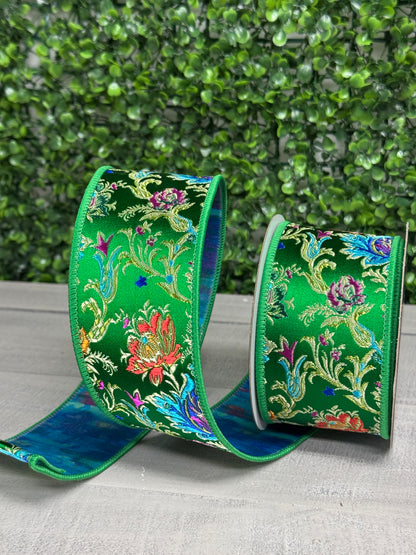 Farrisilk 2.5 Inch By 5 Yard Emerald Enchanted Garden Ribbon