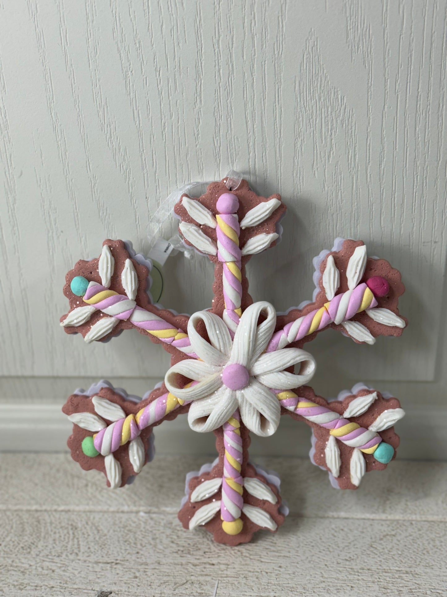 8 Inch Clay Dough Multicolor Snowflake Ornament