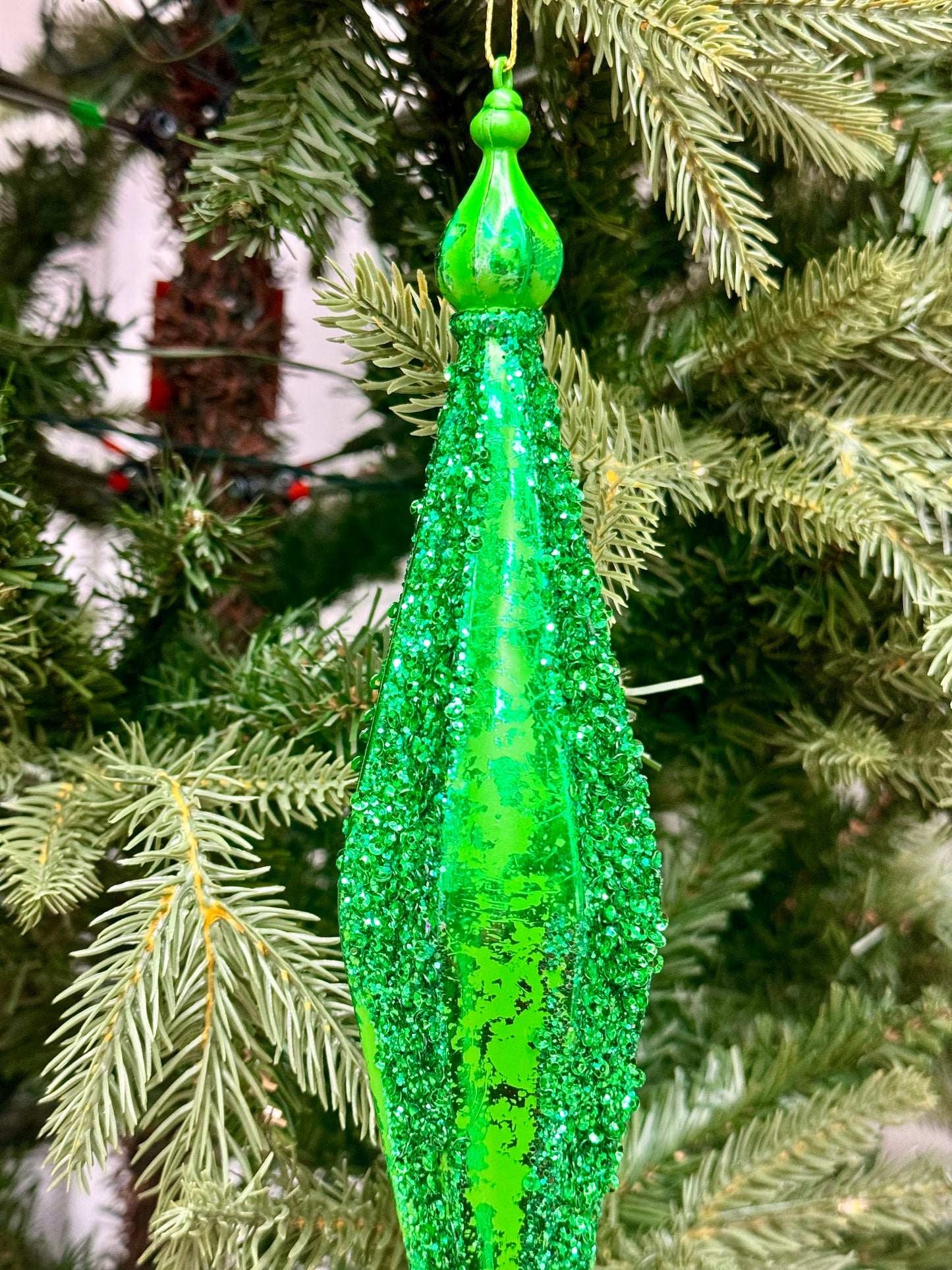 10.5 Inch Emerald Green Finial Ornament