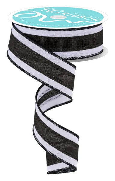 1.5 Inch By 10 Yard Black And White Royal Burlap Ribbon