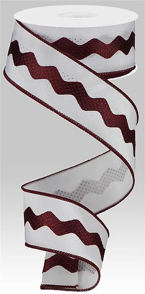 1.5 Inch By 10 Yard Maroon Ric Rac Satin Ribbon