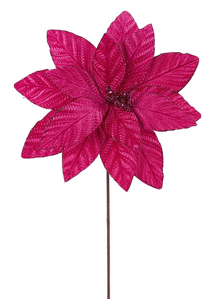 20.5 Inch Dark Pink Poinsettia Stem