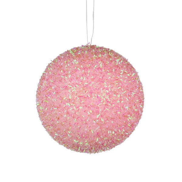 5 Inch Light Pink Iridescent Foil Glitter Ball Ornament