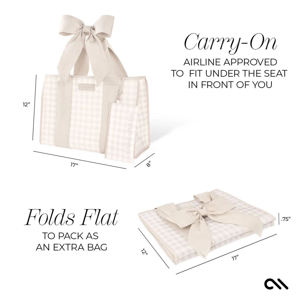 Case Mate Jelly Tote With Phone Pouch Latte Gingham With Bow