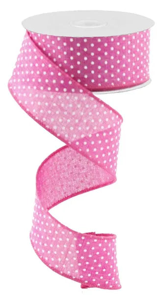 1.5 Inch By 10 Yard Fuchsia And White Raised Swiss Dots On Royal Ribbon