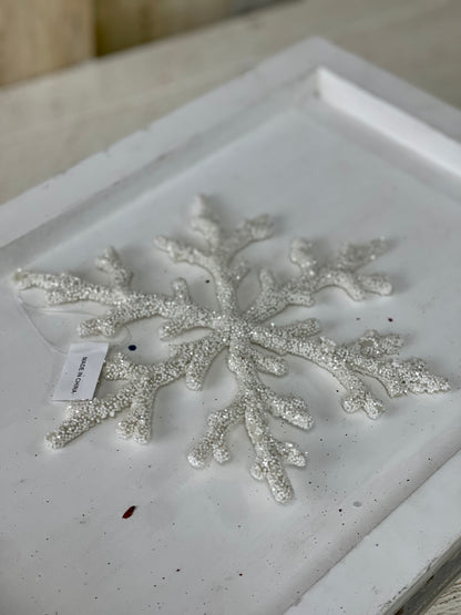 8 Inch White Glitter Snowflake Ornament