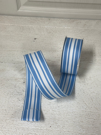 1.5 Inch By 10 Yard Baby Blue And White Striped Ribbon