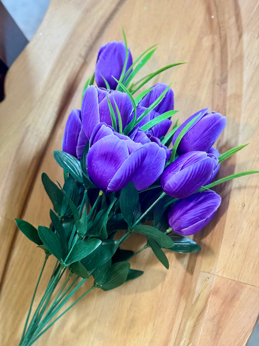 19 Inch Purple Tulip Floral Bush