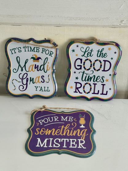 Tin Embossed Mardi Gras Signs Three Styles