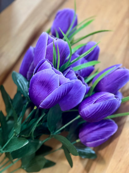 19 Inch Purple Tulip Floral Bush