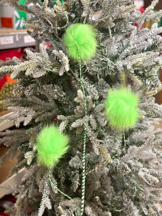 36 Inch Flurescent Green Fuzzy Ball Spray