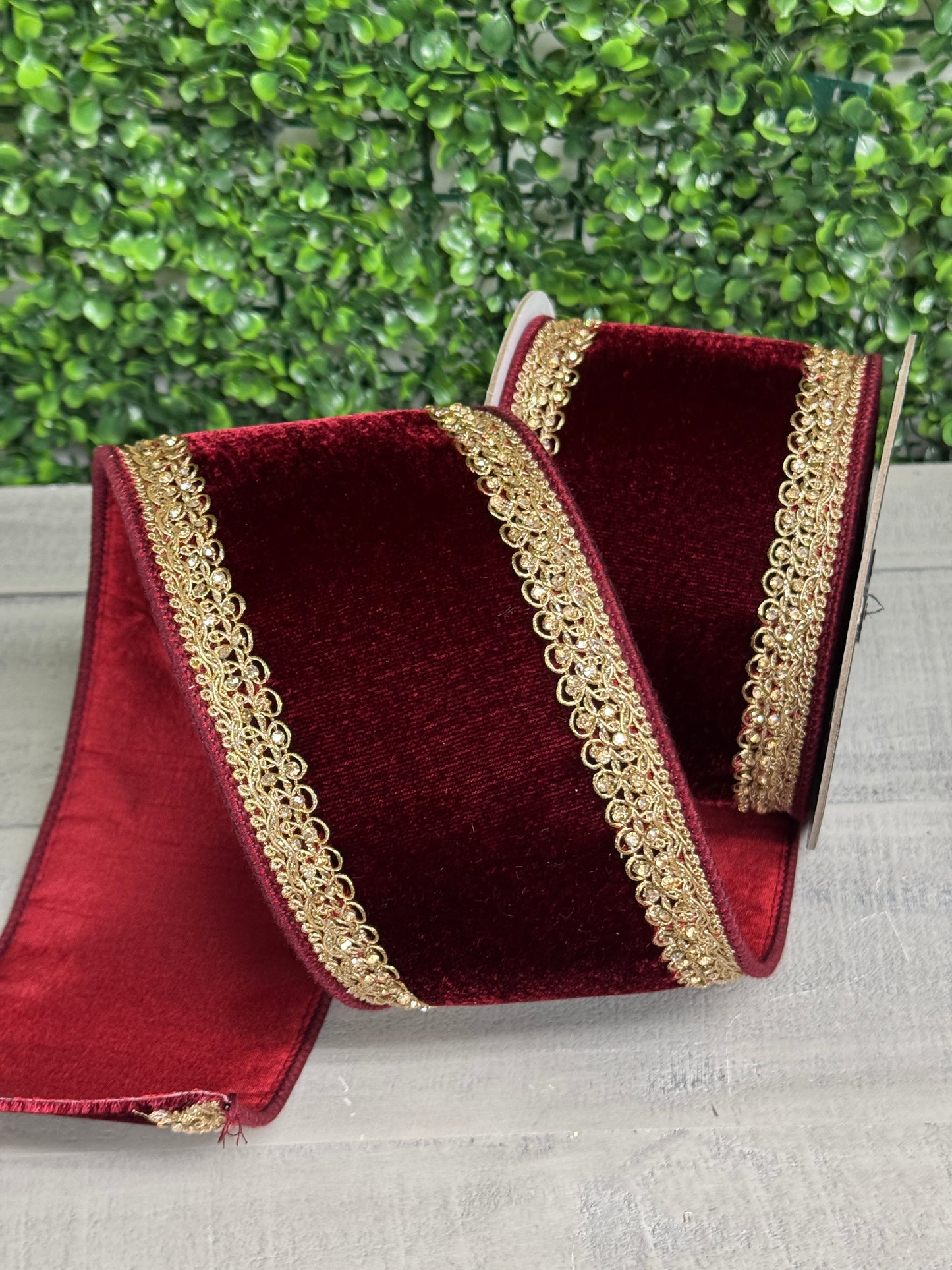 Farrisilk 4 Inch By 5 Yard Ruby Plush Topaz Velvet RIbbon