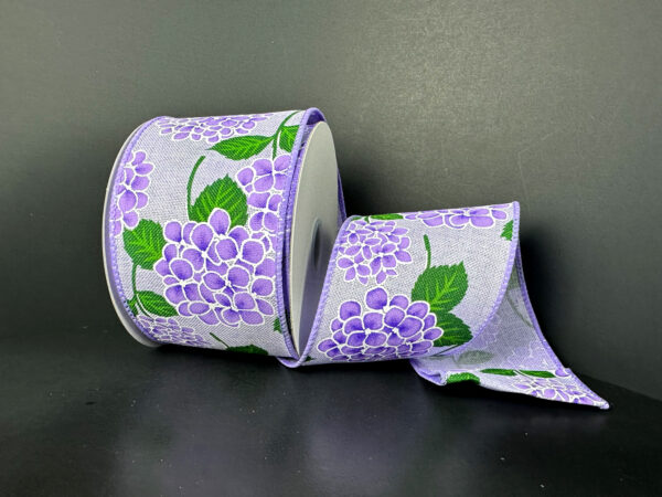 2.5 Inch By 10 Yard Lavender Hydrangeas Ribbon