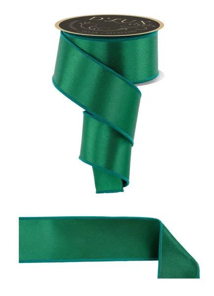 2.5 Inch By 10 Yard Emerald Green Satin Fused Ribbon