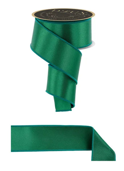 2.5 Inch By 10 Yard Emerald Green Satin Fused Ribbon