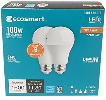 EcoSmart 100-Watt Equivalent A19 Dimmable CEC Frosted Glass Filament LED Light Bulb Soft White