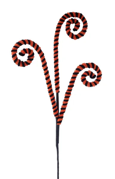 28 Inch Black And Orange Velvet Rope Coil Spray