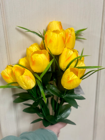 19 Inch Yellow Floral Tulip Bush