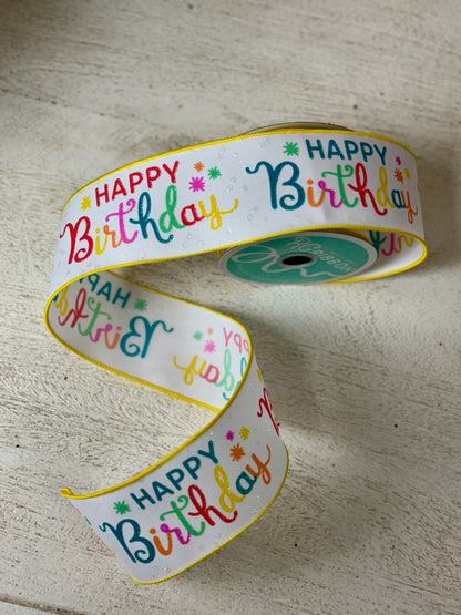 2.5 Inch Multicolored Happy Birthday Ribbon