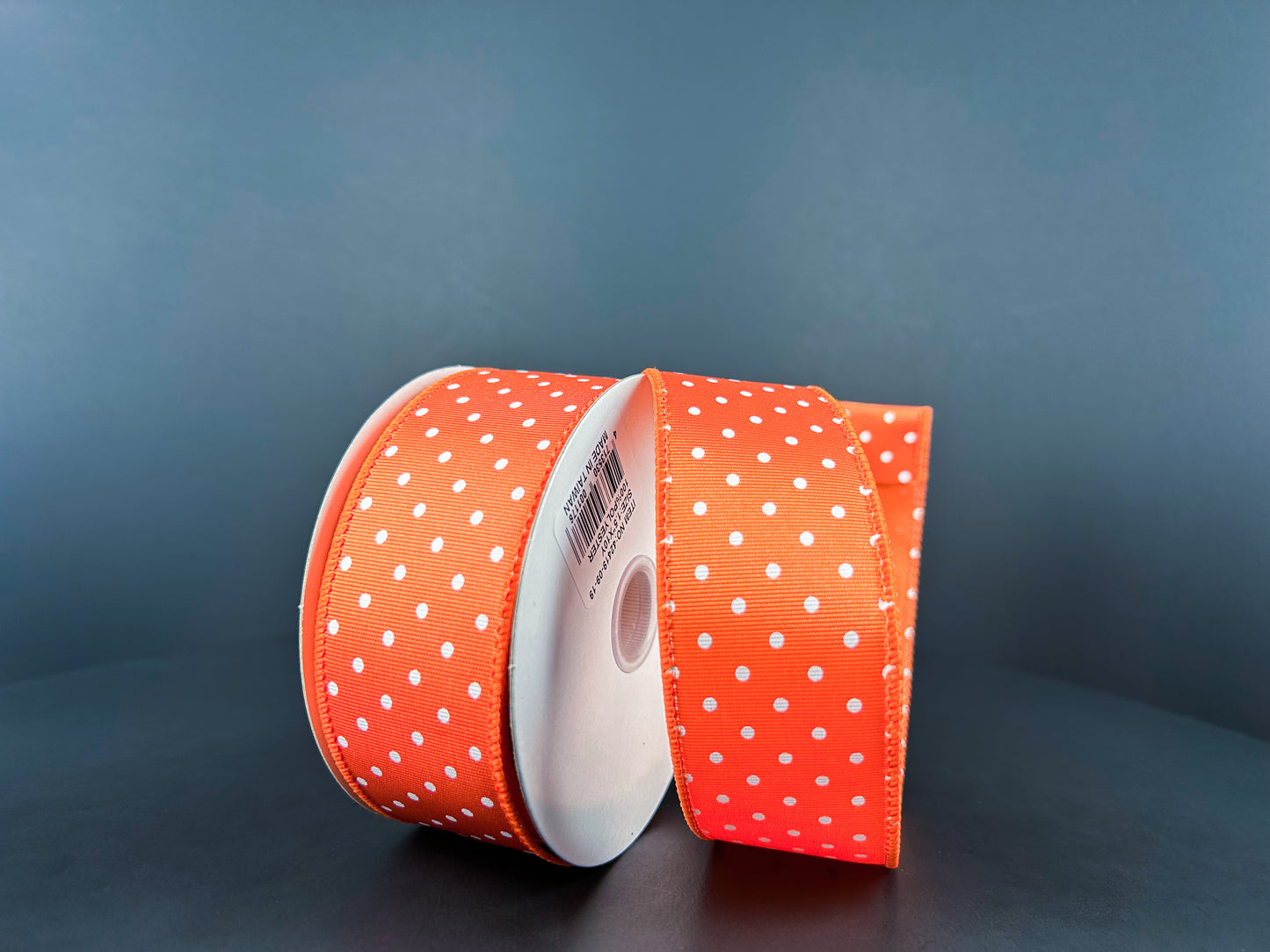 1.5 Inch By 10 Yard Orange With White Microdots Ribbon
