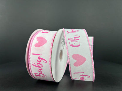 1.5 Inch By 10 Yard Oh Baby Pink Ribbon