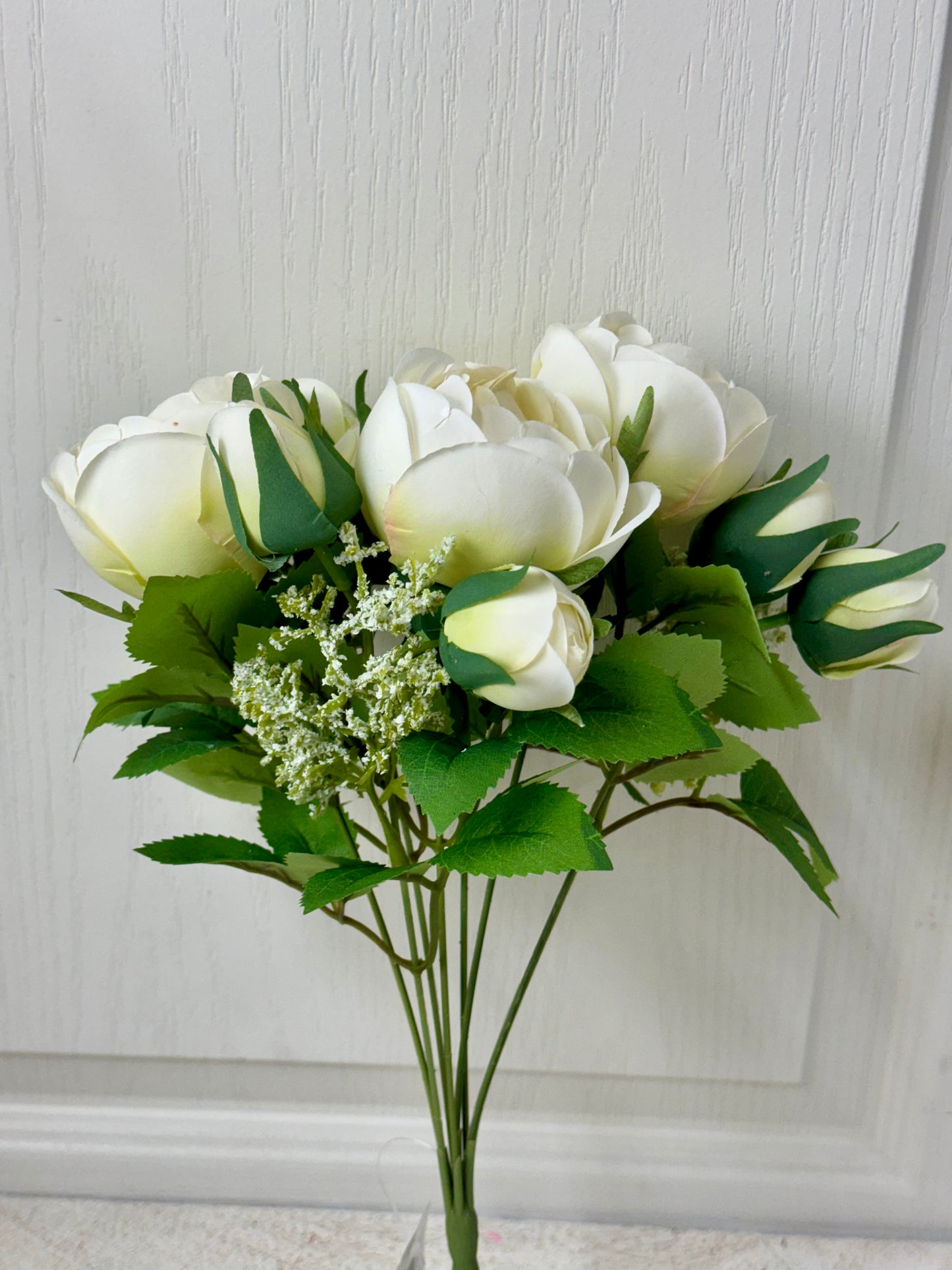 14 Inch Cream Ranunculus Floral Bush