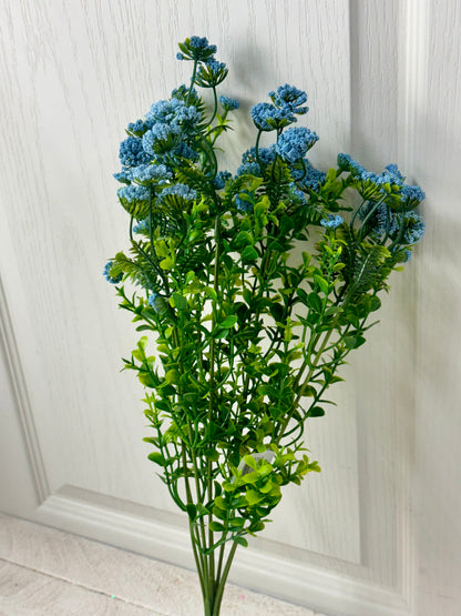 19 Inch Blue Queen Ann Lace Floral Bush