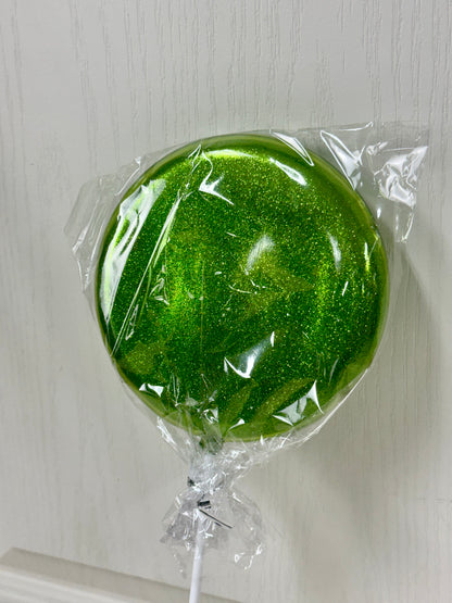 6 Inch Lime Green Glitter Lollipop With Stick